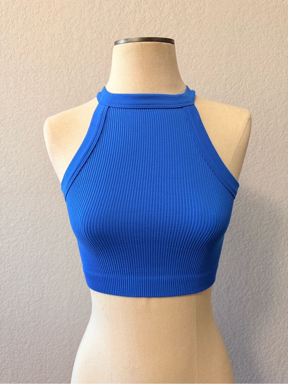 Cotton On Royal Blue Ribbed Halter Crop Top NWOT